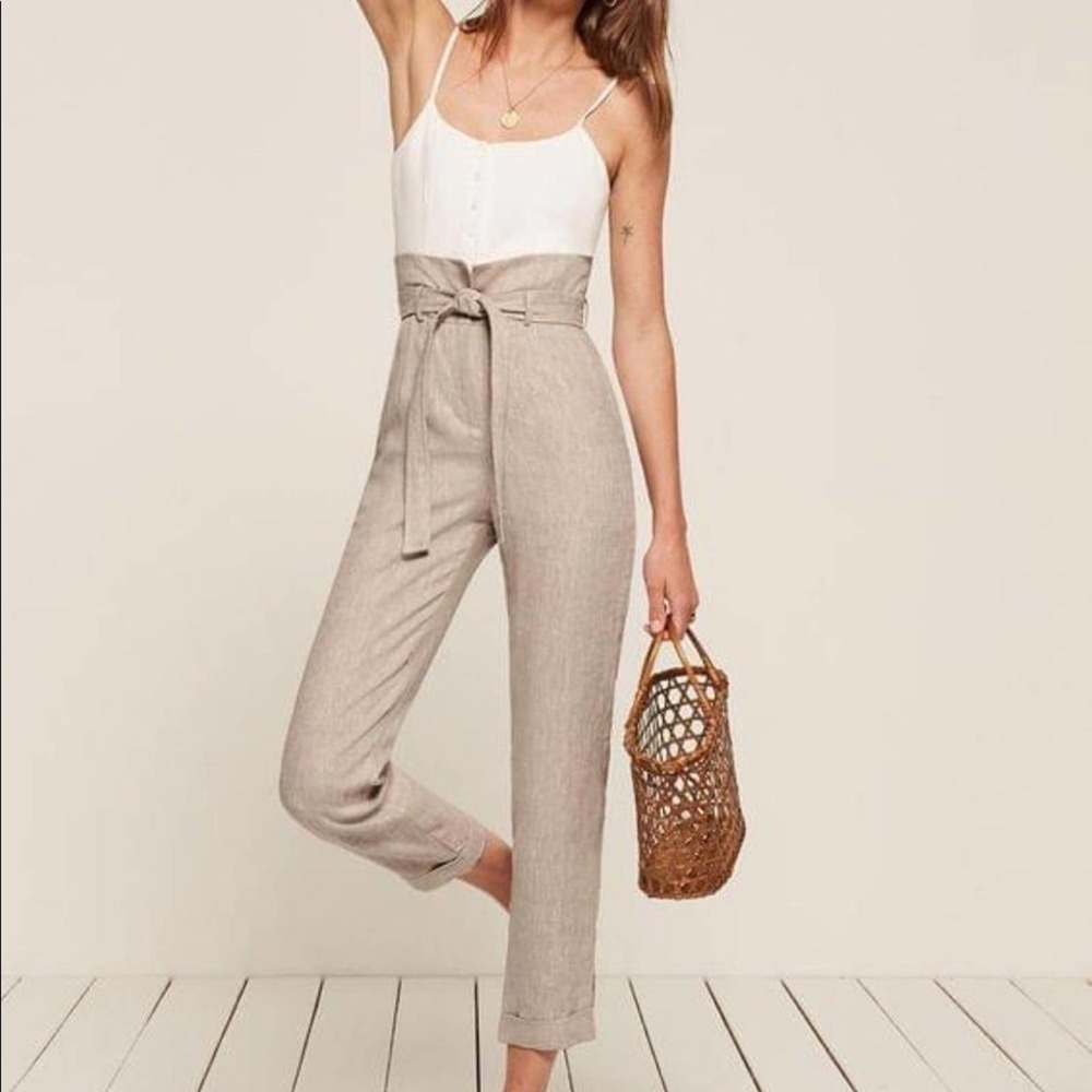 Reformation Beige Straight Leg Jumpsuit